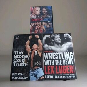 Lot Of WWE Books And DVD Lex Luger Survivor Series 2017 Stone Cold Truth